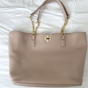 NWT Tory Burch Light Oak Pebbled Leather Mercer Tote 34034
